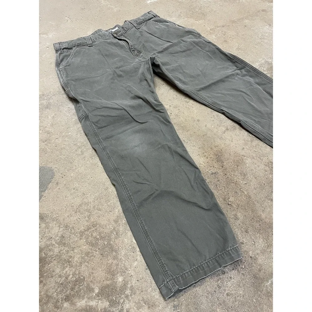 Carhartt Pants Mens‎ 42x32 Gray Relaxed Fit Canvas Carpenter Work B324 DFE